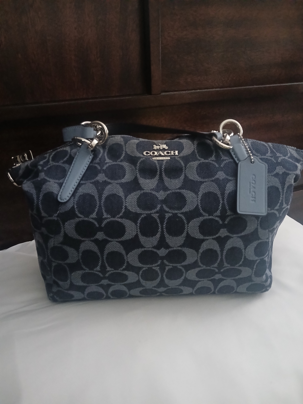 Coach Denim Blue Signature Shoulder Bag